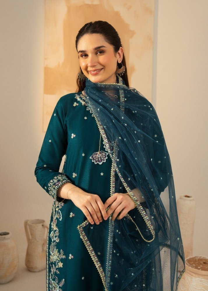 Dhanak - 3PC Embroidered Shirt with Chiffon Embroidered Dupatta - 3531 - Sapphire Studios