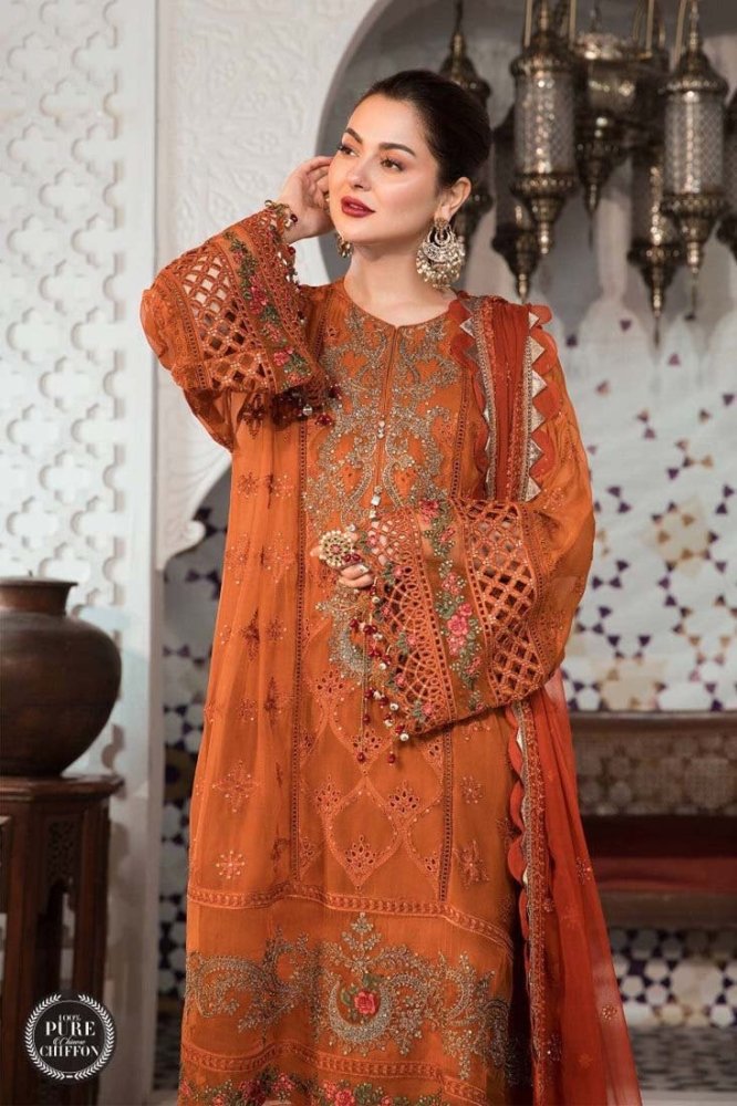 Dhanak - 3PC Embroidered Shirt with Chiffon Embroidered Dupatta - 411 - Sapphire Studios