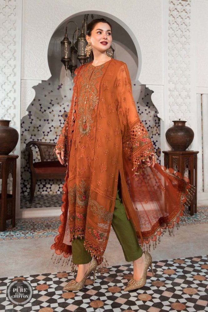 Dhanak - 3PC Embroidered Shirt with Chiffon Embroidered Dupatta - 411 - Sapphire Studios