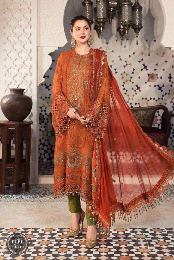 Dhanak - 3PC Embroidered Shirt with Chiffon Embroidered Dupatta - 411 - Sapphire Studios