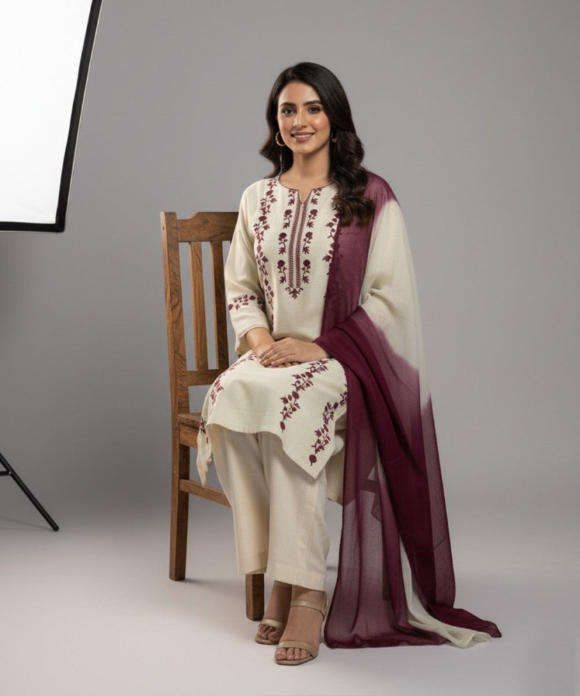 Dhanak - 3PC Embroidered Shirt with Chiffon Tie and Dye Dupatta - 3509 - Sapphire Studios