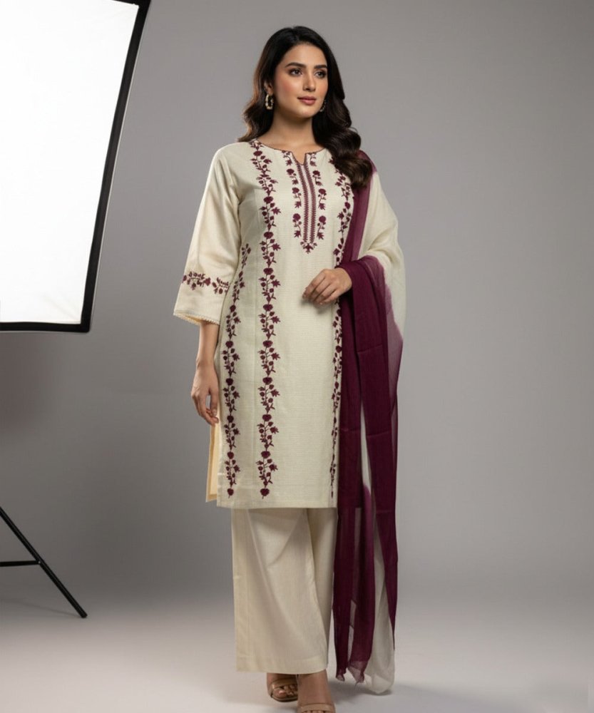 Dhanak - 3PC Embroidered Shirt with Chiffon Tie and Dye Dupatta - 3509 - Sapphire Studios