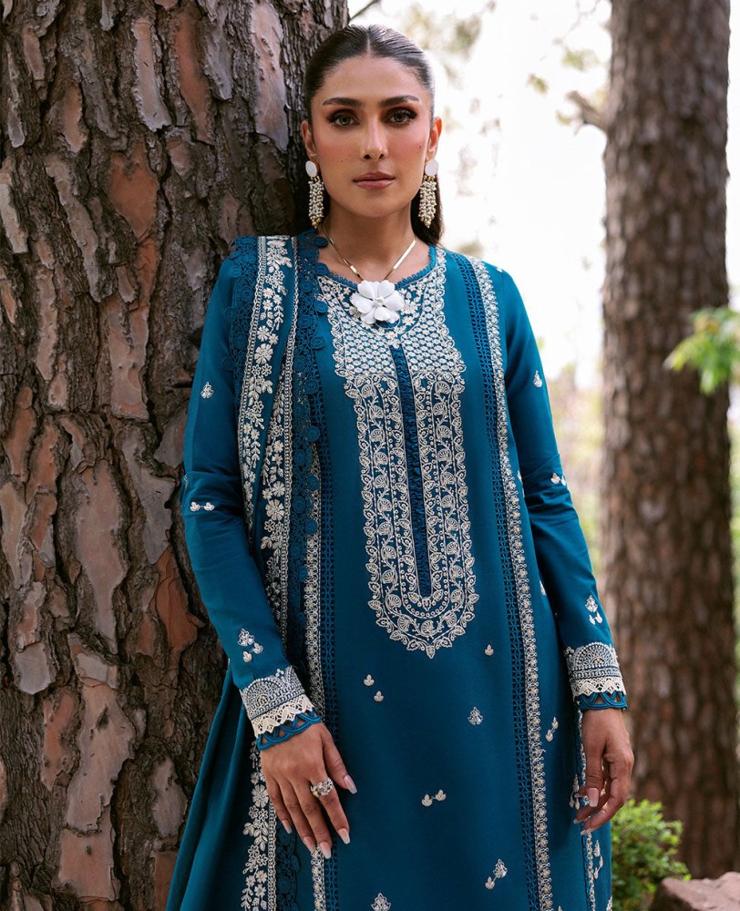 Dhanak 3PC Embroidered Shirt with Dhanak Embroidered Dupatta - 3374 - Sapphire Studios