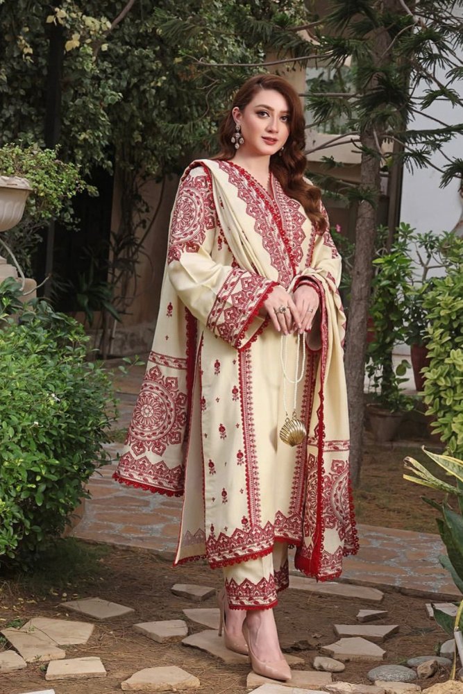 Dhanak 3PC Embroidered Shirt with Dhanak Embroidered Dupatta - 3514 - Sapphire Studios
