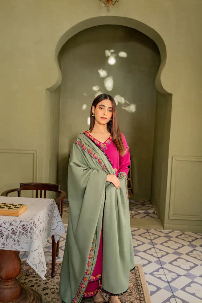 Dhanak 3PC Embroidered Shirt with Dhanak embroidered dupatta - 619 - Sapphire Studios