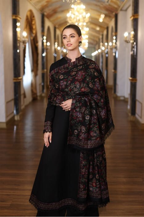Dhanak - 3PC Embroidered Shirt with Dhanak Embroidered Shawl - 189 - Sapphire Studios