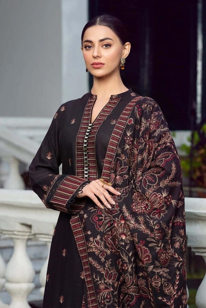 Dhanak - 3PC Embroidered Shirt with Dhanak Embroidered Shawl - 580 - Sapphire Studios