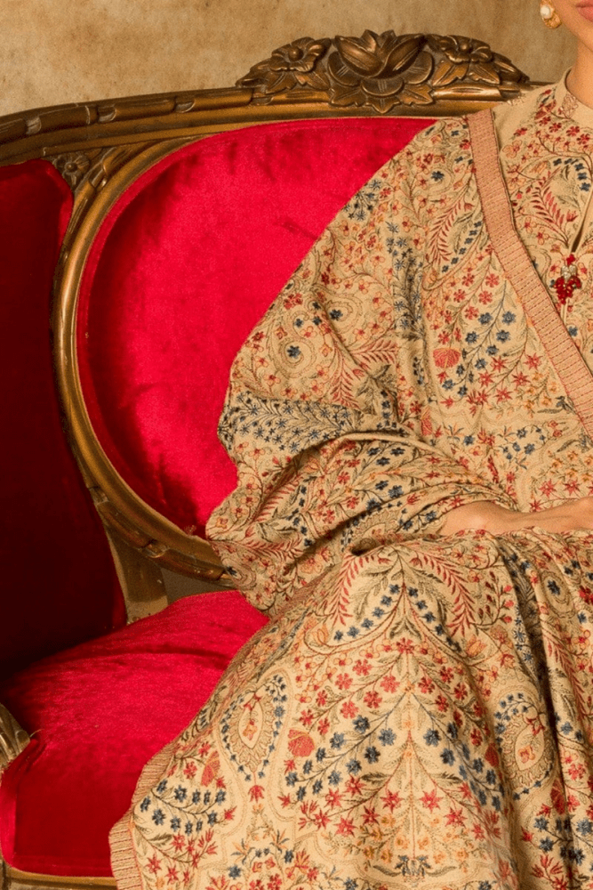 Dhanak - 3PC Embroidered Shirt with Dhanak Embroidered Shawl - 590 - Sapphire Studios