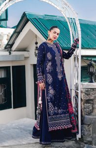 Dhanak - 3PC Embroidered Shirt with Digital Printed Wool Shawl - 3122 - Sapphire Studios