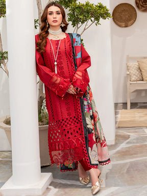 Dhanak - 3PC Embroidered Shirt with Digital Printed Wool Shawl - 3160 - Sapphire Studios