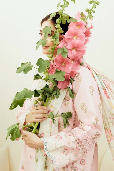 Dhanak - 3PC Embroidered Shirt with Digital Printed Wool Shawl - 3193 - Sapphire Studios