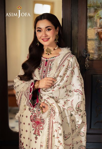 Dhanak - 3PC Embroidered Shirt with Digital Printed Wool Shawl - 3222 - Sapphire Studios