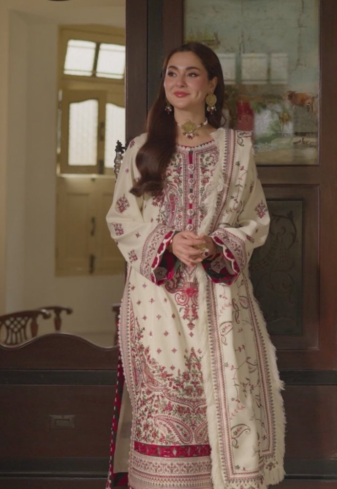 Dhanak - 3PC Embroidered Shirt with Digital Printed Wool Shawl - 3222 - Sapphire Studios