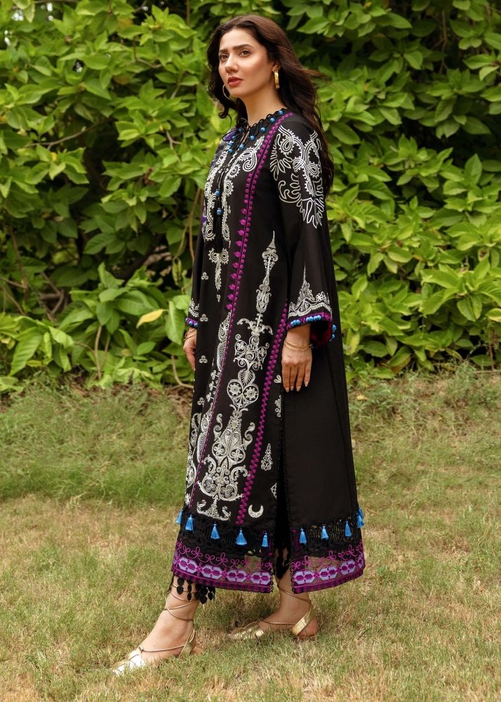 Dhanak - 3PC Embroidered Shirt with Digital Printed Wool Shawl - 3253 - Sapphire Studios