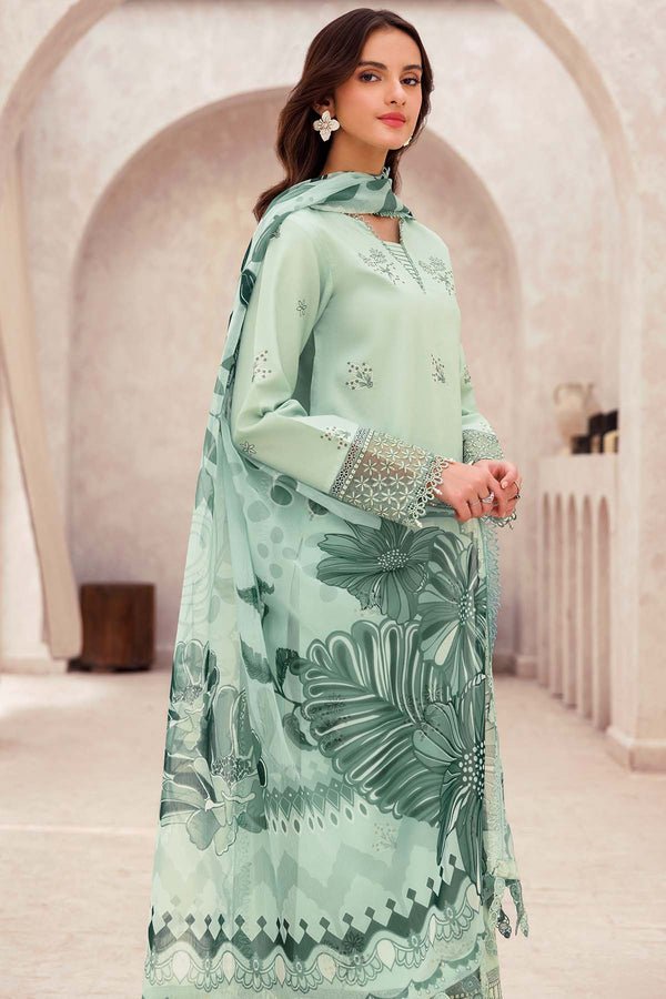 Dhanak - 3PC Embroidered Shirt with Digital Printed Wool Shawl - 3279 - Sapphire Studios