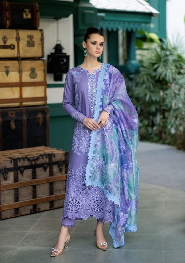 Dhanak - 3PC Embroidered Shirt with Digital Printed Wool Shawl - 3291 - Sapphire Studios