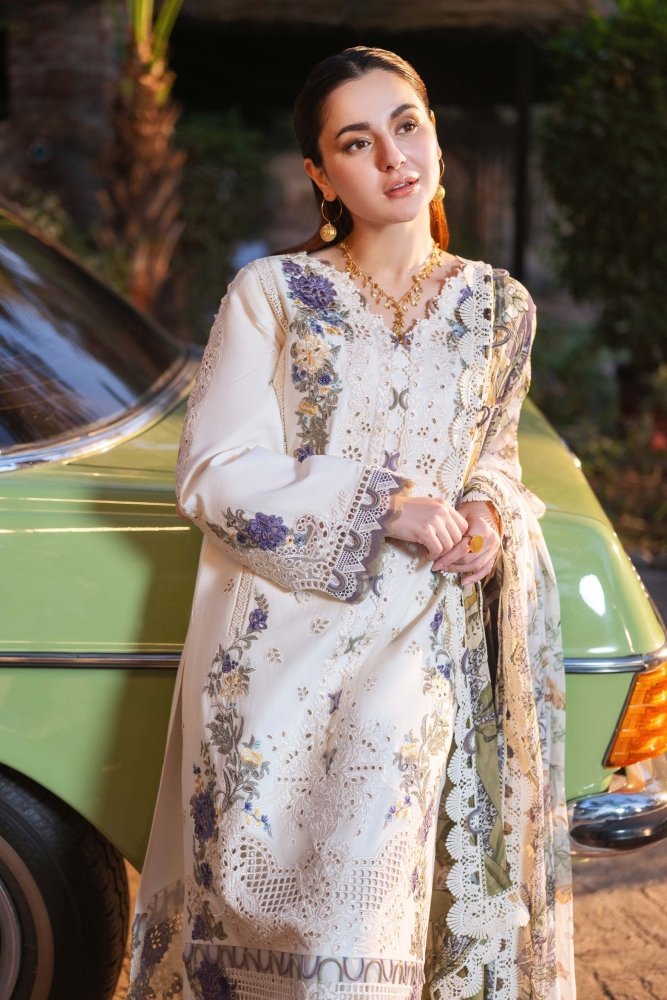Dhanak - 3PC Embroidered Shirt with Digital Printed Wool Shawl - 3327 - Sapphire Studios