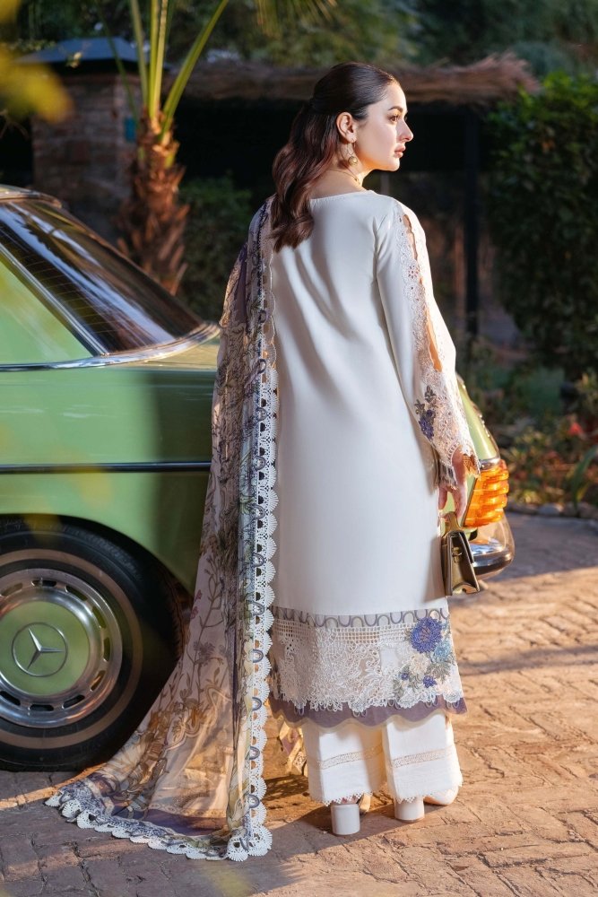 Dhanak - 3PC Embroidered Shirt with Digital Printed Wool Shawl - 3327 - Sapphire Studios