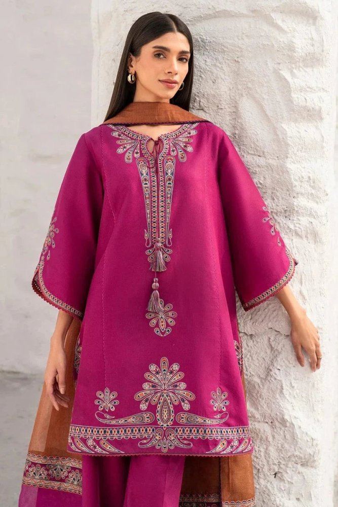 Dhanak - 3PC Embroidered Shirt with Digital Printed Wool Shawl - 3371 - Sapphire Studios