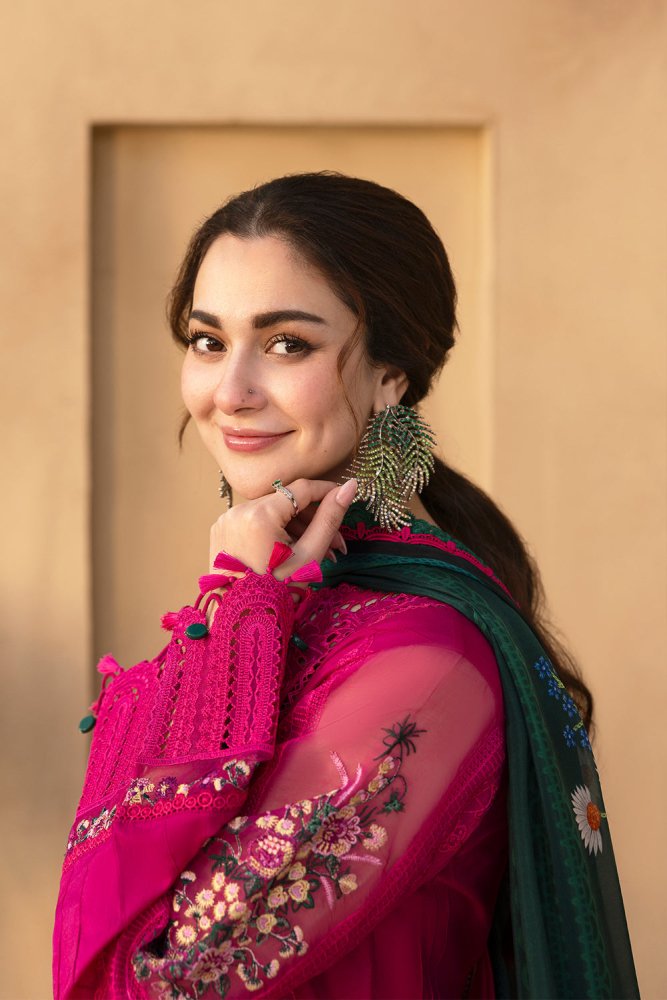 Dhanak - 3PC Embroidered Shirt with Digital Printed Wool Shawl - 3408 - Sapphire Studios