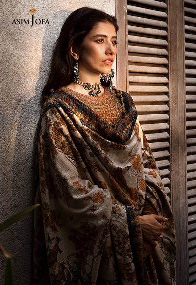 Dhanak - 3PC Embroidered Shirt with Digital Printed Wool Shawl - 3572 - Sapphire Studios