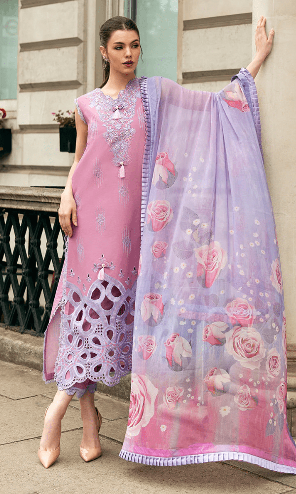 Dhanak - 3PC Embroidered Shirt with Digital Printed Wool Shawl - 662 - Sapphire Studios