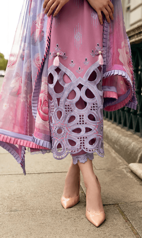 Dhanak - 3PC Embroidered Shirt with Digital Printed Wool Shawl - 662 - Sapphire Studios