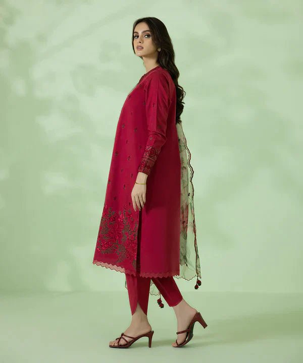 Dhanak - 3PC Embroidered Shirt with Organza Digital Printed Dupatta - 3146 - Sapphire Studios