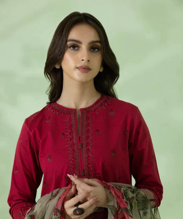 Dhanak - 3PC Embroidered Shirt with Organza Digital Printed Dupatta - 3146 - Sapphire Studios