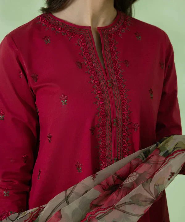 Dhanak - 3PC Embroidered Shirt with Organza Digital Printed Dupatta - 3146 - Sapphire Studios