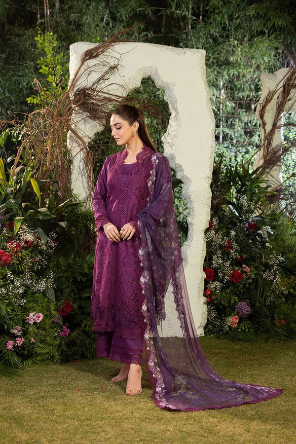 Dhanak - 3PC Embroidered Shirt with Organza Digital Printed Embroidered Dupatta - 3381 - Sapphire Studios