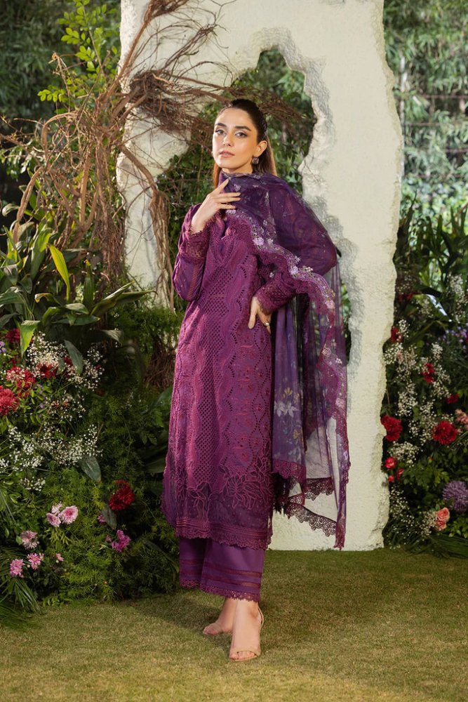 Dhanak - 3PC Embroidered Shirt with Organza Digital Printed Embroidered Dupatta - 3381 - Sapphire Studios