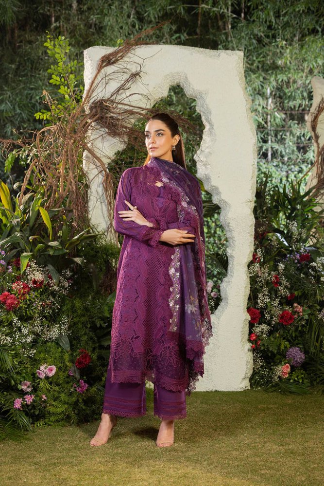 Dhanak - 3PC Embroidered Shirt with Organza Digital Printed Embroidered Dupatta - 3381 - Sapphire Studios