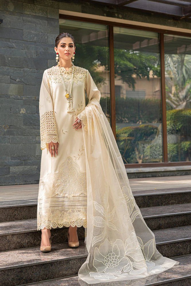 Dhanak - 3PC Embroidered Shirt with Organza Embroidered Dupatta - 3170 - Sapphire Studios