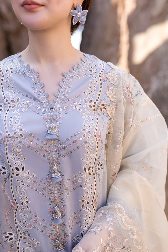 Dhanak - 3PC Embroidered Shirt with Organza Embroidered Dupatta - 3255 - Sapphire Studios