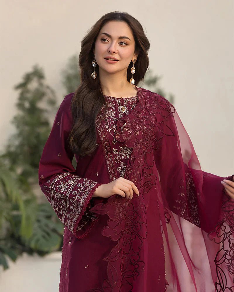 Dhanak - 3PC Embroidered Shirt with Organza Embroidered Dupatta - 3285 - Sapphire Studios