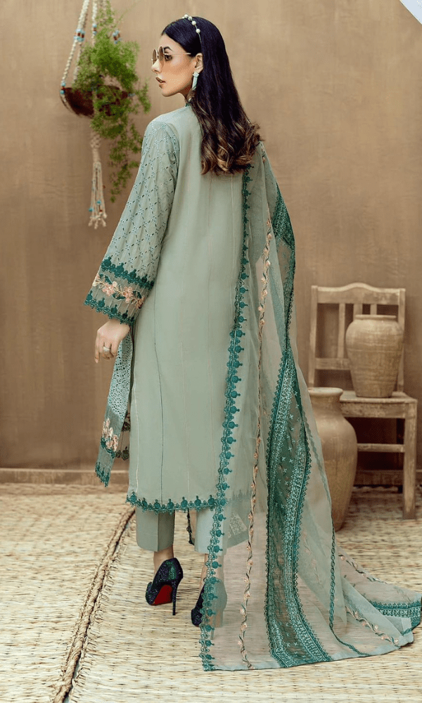 Dhanak - 3PC Embroidered Shirt with Organza Embroidered Dupatta - 3292 - Sapphire Studios