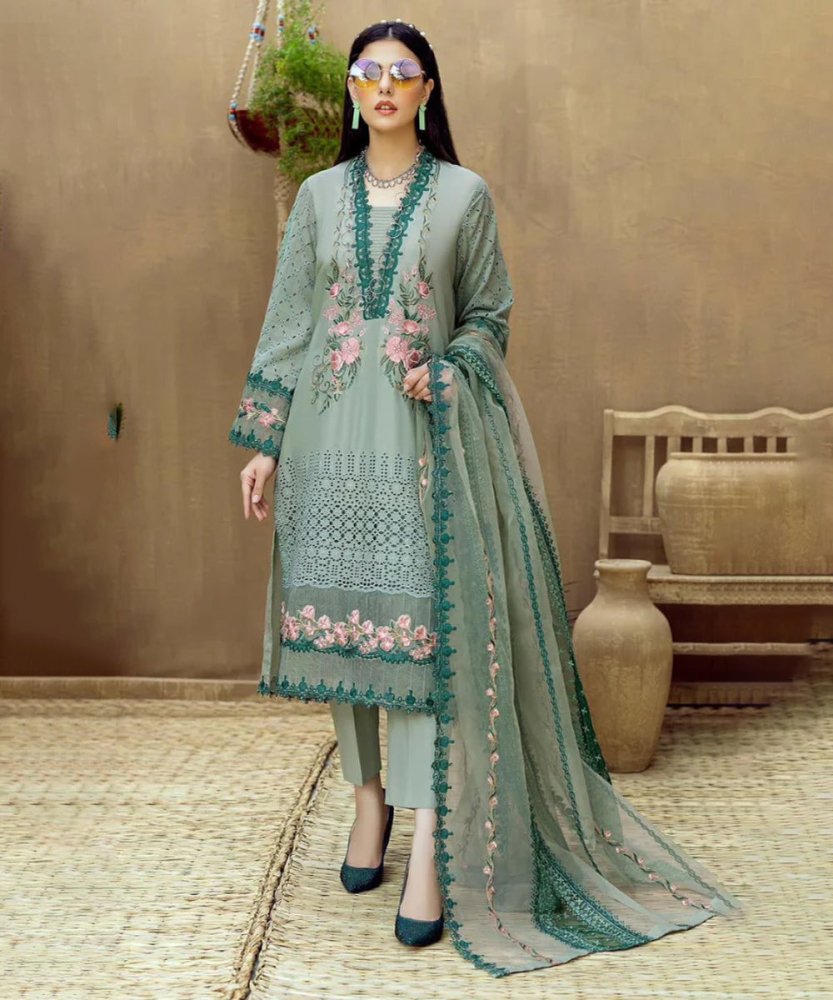Dhanak - 3PC Embroidered Shirt with Organza Embroidered Dupatta - 3292 - Sapphire Studios