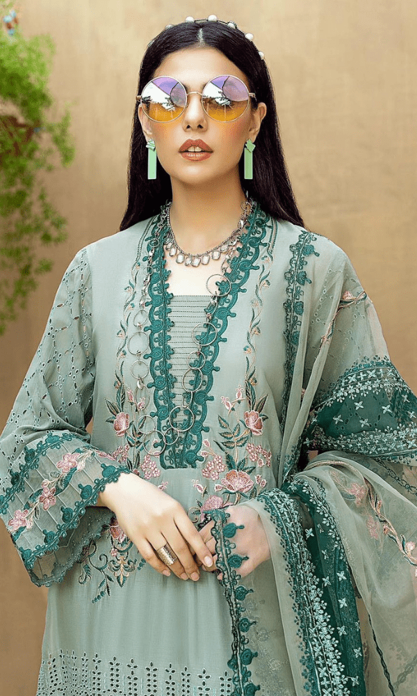 Dhanak - 3PC Embroidered Shirt with Organza Embroidered Dupatta - 3292 - Sapphire Studios