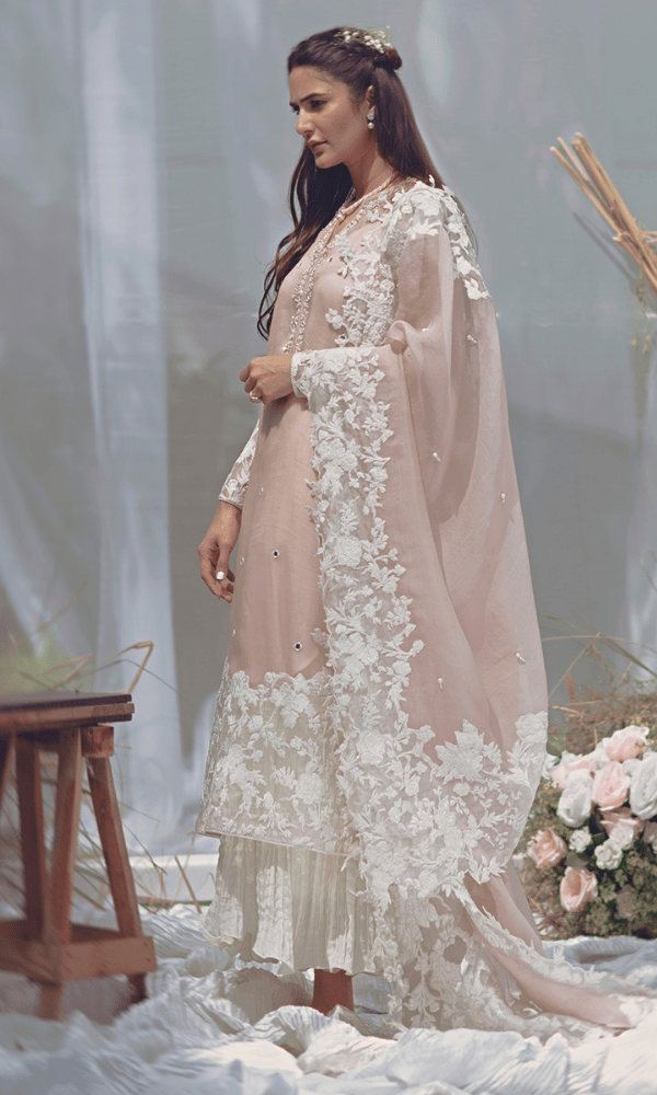 Dhanak - 3PC Embroidered Shirt with Organza Embroidered Dupatta - 3294 - Sapphire Studios