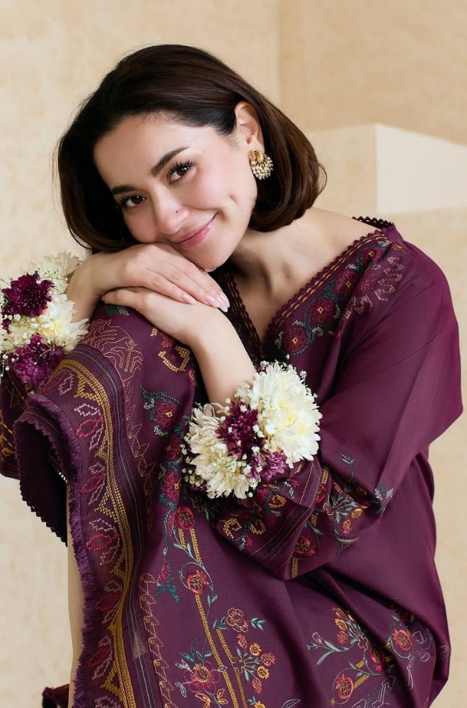 Dhanak - 3PC Embroidered Shirt With Organza Embroidered Dupatta - 3343 - Sapphire Studios