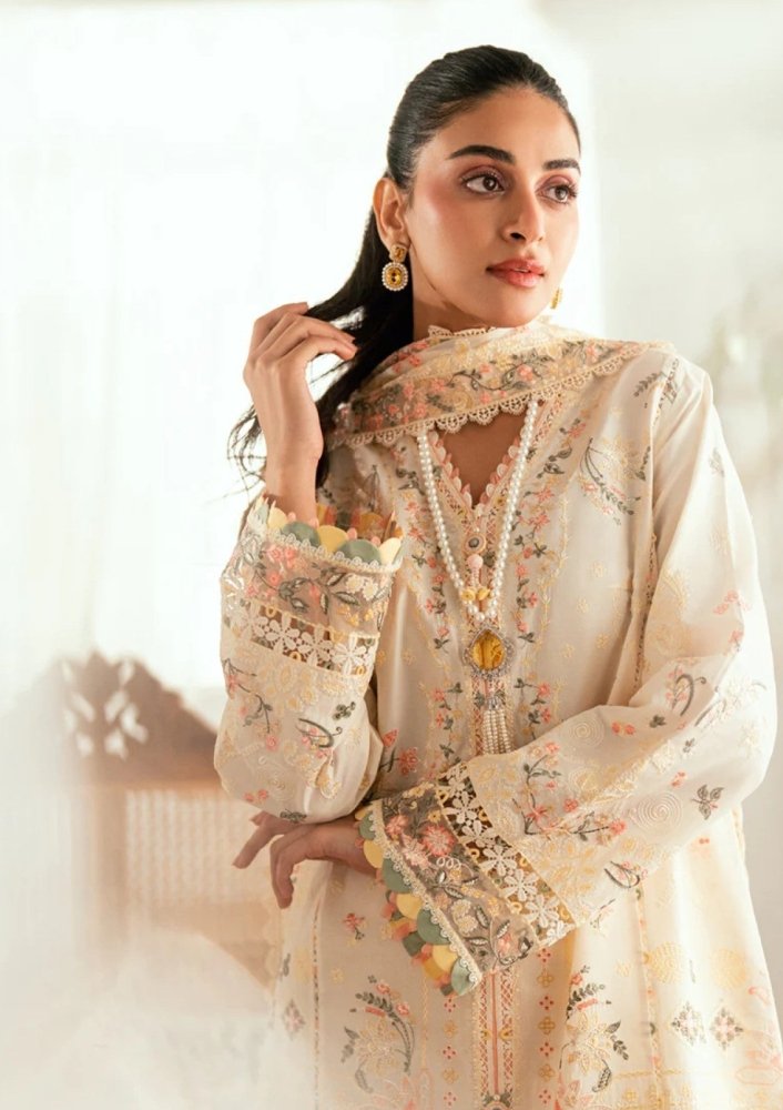 Dhanak - 3PC Embroidered Shirt with Organza Embroidered Dupatta - 3368 - Sapphire Studios