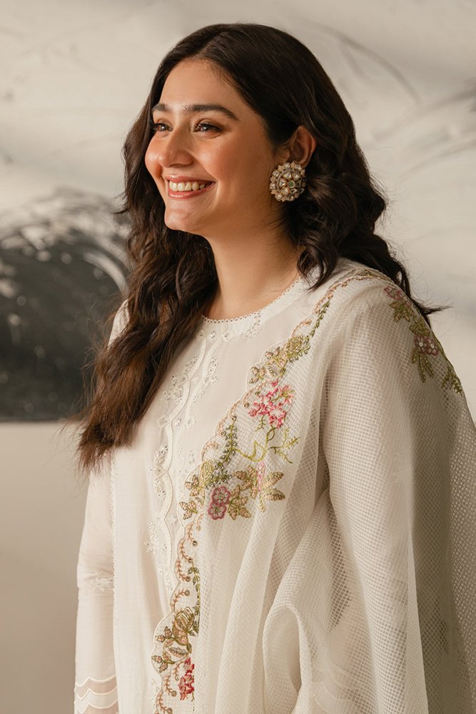 Dhanak - 3PC Embroidered Shirt with Organza Embroidered Dupatta - 3515 - Sapphire Studios
