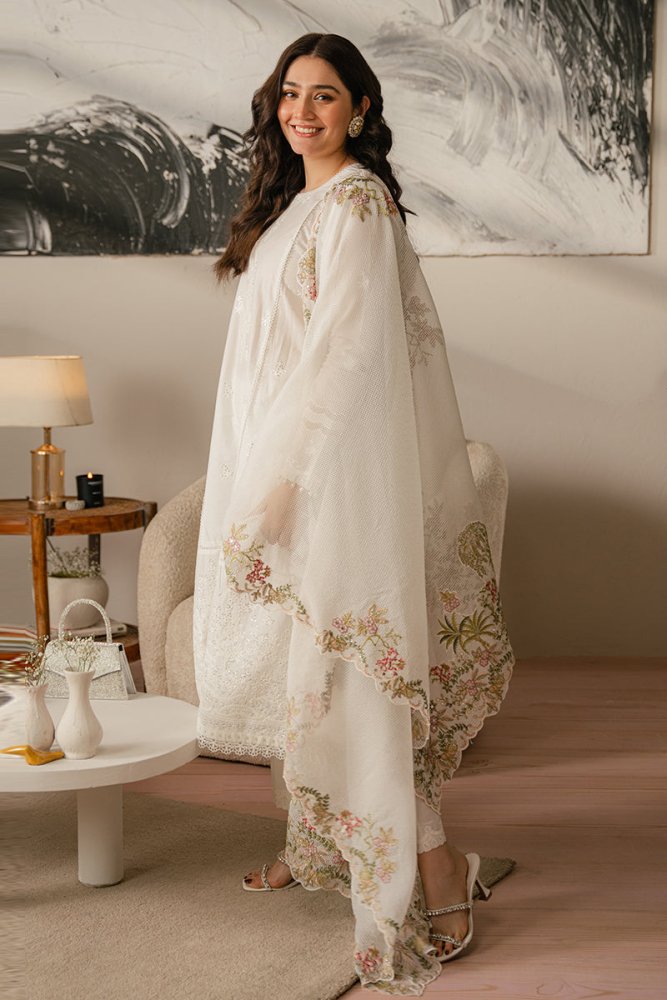 Dhanak - 3PC Embroidered Shirt with Organza Embroidered Dupatta - 3515 - Sapphire Studios
