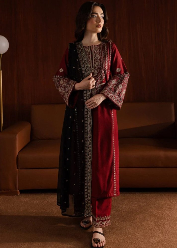 Dhanak - 3PC Embroidered Shirt With Organza Sequence Embroidered Dupatta - 3351 - Sapphire Studios