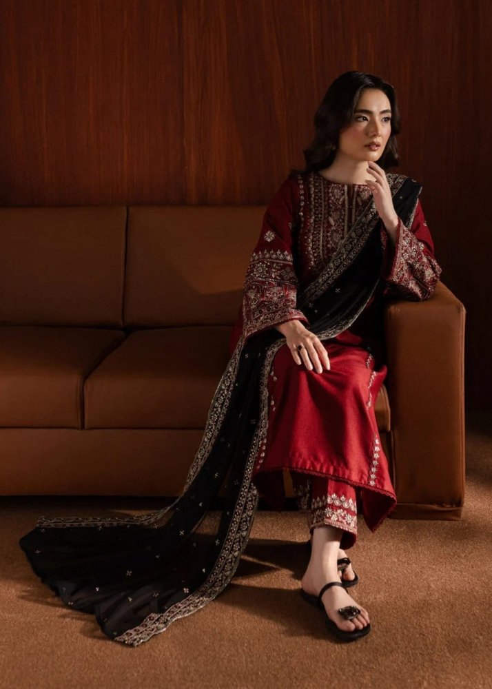 Dhanak - 3PC Embroidered Shirt With Organza Sequence Embroidered Dupatta - 3351 - Sapphire Studios