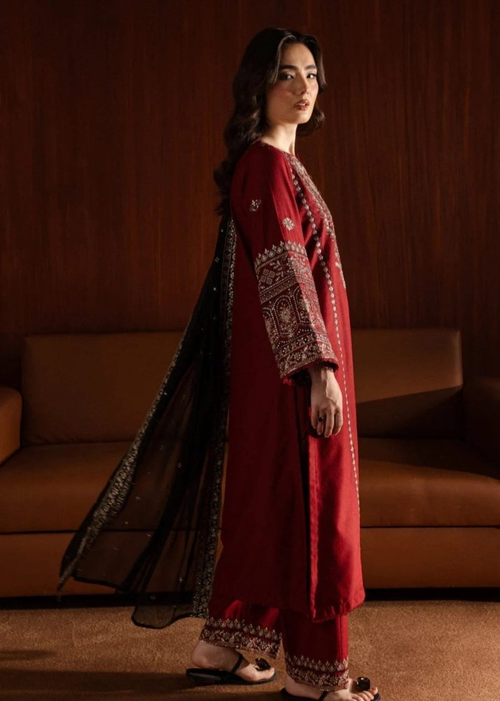 Dhanak - 3PC Embroidered Shirt With Organza Sequence Embroidered Dupatta - 3351 - Sapphire Studios