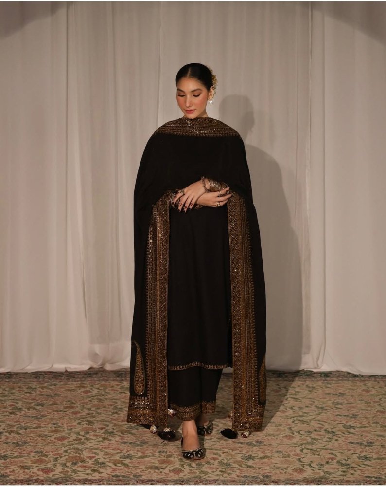 Dhanak - 3PC Embroidered Shirt with Organza Sequins Embroidered Dupatta - 3373 - Sapphire Studios