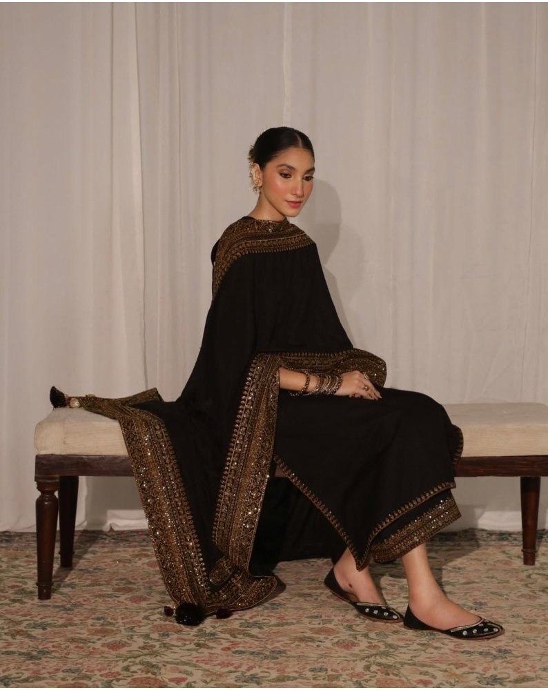 Dhanak - 3PC Embroidered Shirt with Organza Sequins Embroidered Dupatta - 3373 - Sapphire Studios