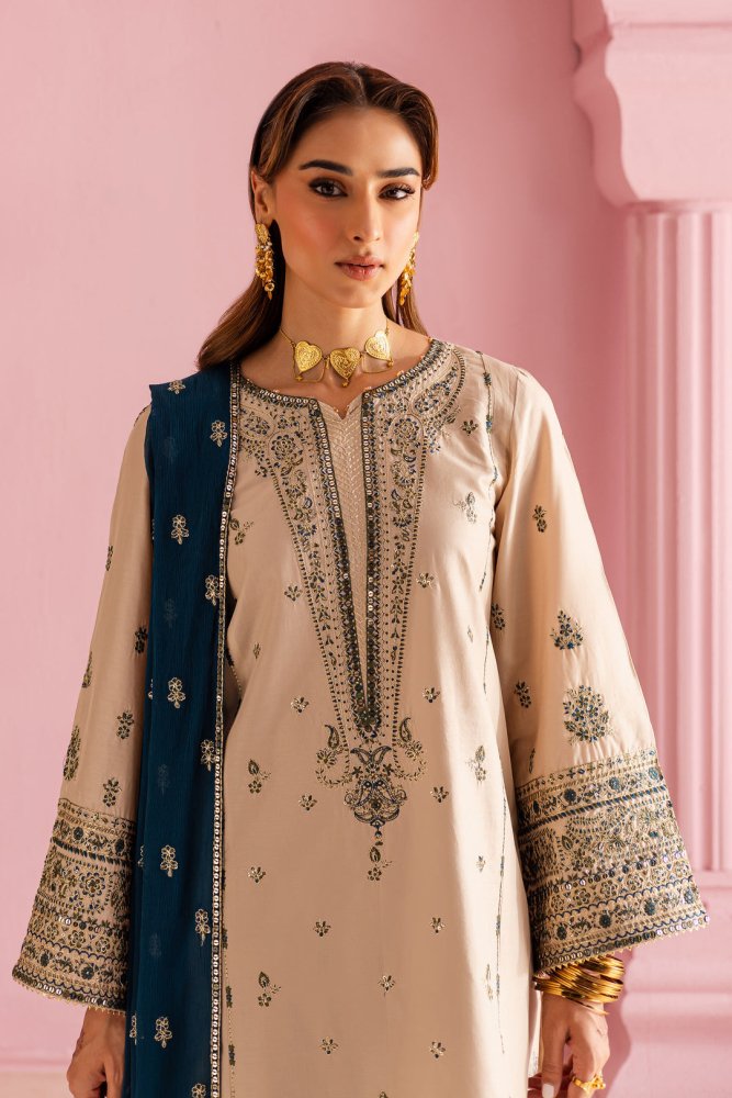 Dhanak - 3PC Embroidered Shirt with Sequins Embroidered Dupatta - 6004 - Sapphire Studios